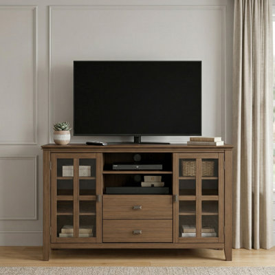 Meuble télé haut en bois massif Artisan