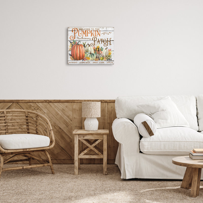 «Welcome Pumpkin Patch», art mural sur toile par Creatif Belle, H 16 po x l 16 po