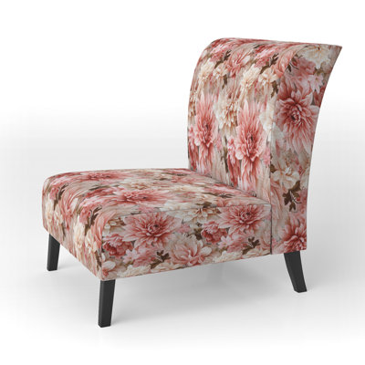Pink And White Carnation Blossoming Grace - Upholstered Farmhouse Slipper Chair, Pink Accent Chair