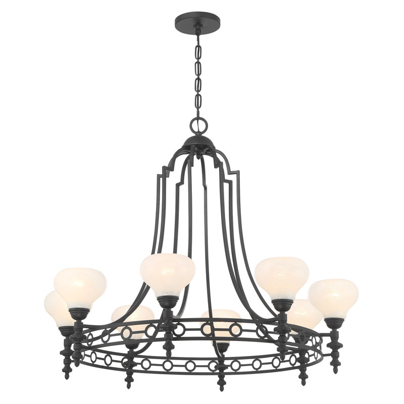 Hoekstra 8-Light Chandelier in Matte Black, Black