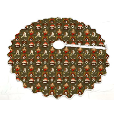 Printed Scalloped Christmas Tree Skirt-54" Diameter
