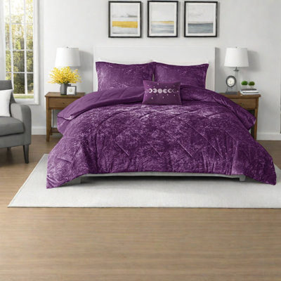 Luxurious King Cal King Velvet Bedding Sets, Modern Purple Home