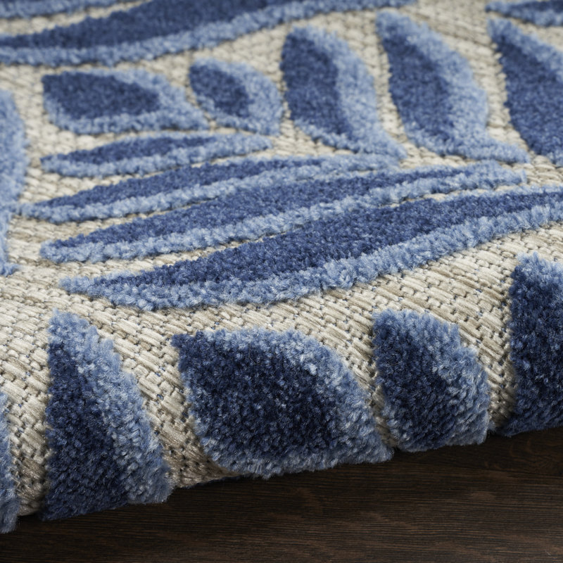 Antwun Nature Blue Indoor/Outdoor Area Rug, Runner 2'3" x 8'