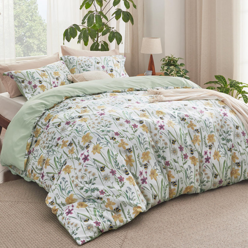 Bedsure Duvet Cover Queen Size - Reversible Floral Patterned Duvet Cover Set with Zipper Closure, 3 Pieces Bedding Set 