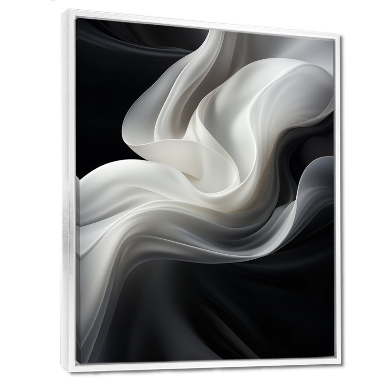 «White Black Abstract Turbulence - Wind Turbines», art sur toile, H 44 po x l 34 po x P 1,5 po, Cadre flottant blanc