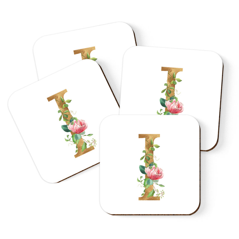 Sous-verre de lettre initiale à monogramme Lush Bloom, I