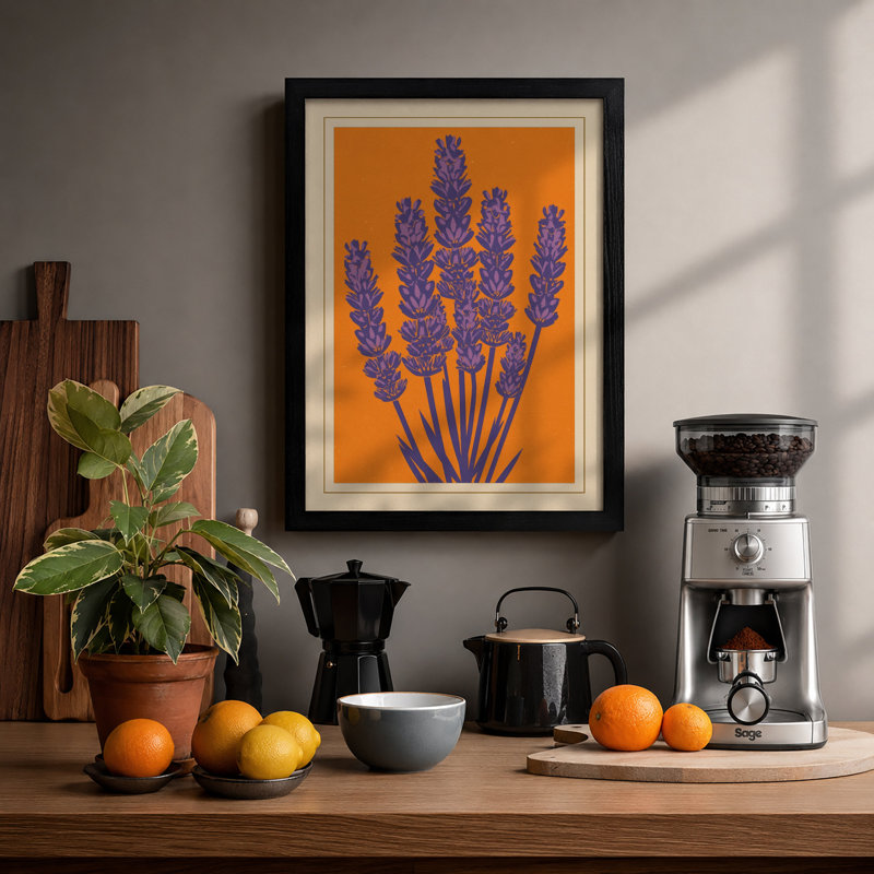 Lavender Stems Botanical - Print, Black, A4 - 29.7 x 21.0 cm