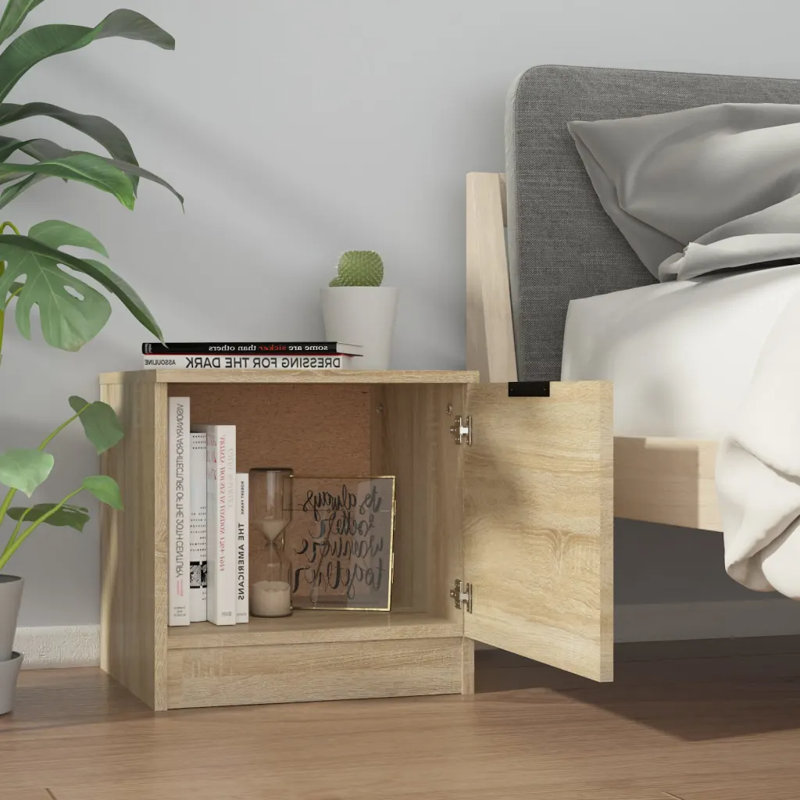 Jaibir 40cm W Manufactured Wood Bedside Table, Sonoma Oak