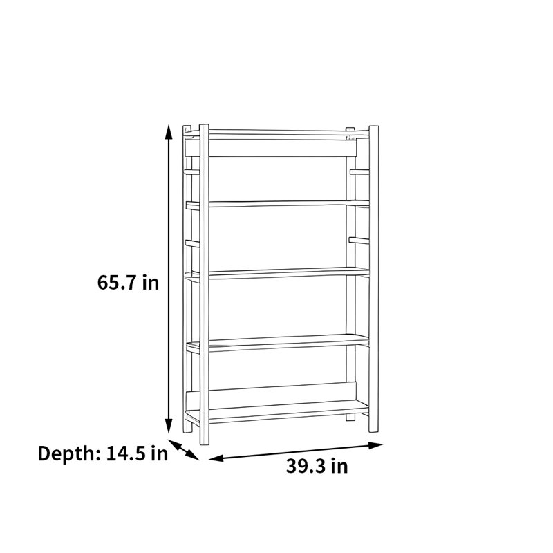 Bibliothèque rétro et simple, (4 tablettes) H 65,7 po x l 39,3 po x P 14,5 po