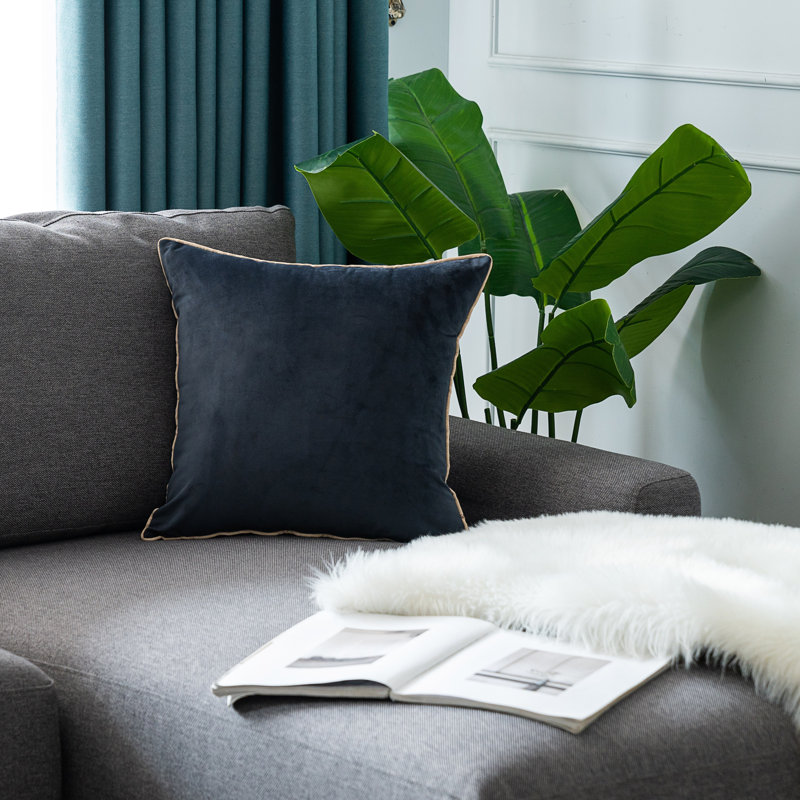 Ensemble de 2 coussins en velours, Bleu marine