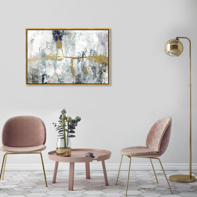 Abstract Ocean Divide - Impression sur toile, Cadre flottant doré, H 24 po x l 36 po