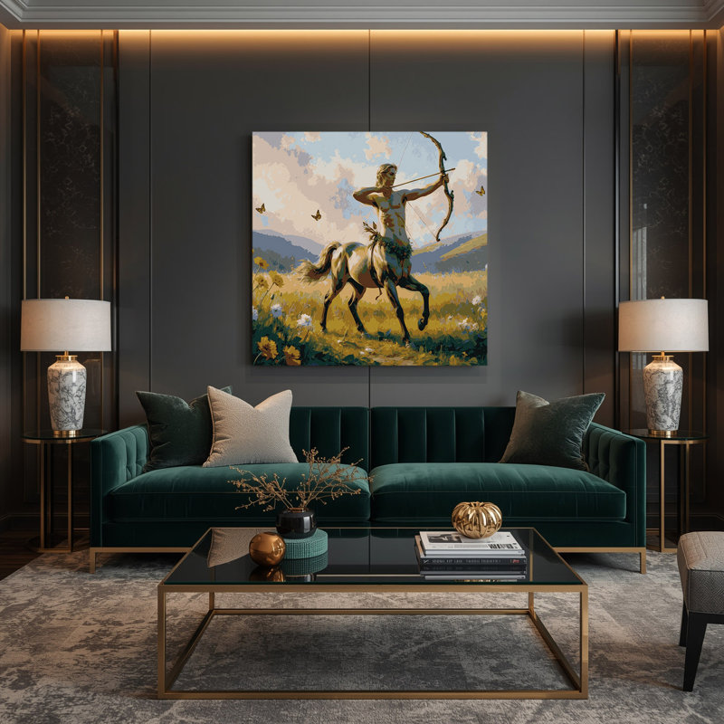 Art mural sur toile Sci Fi Centaur archer in meadow, 32" H x 32" W