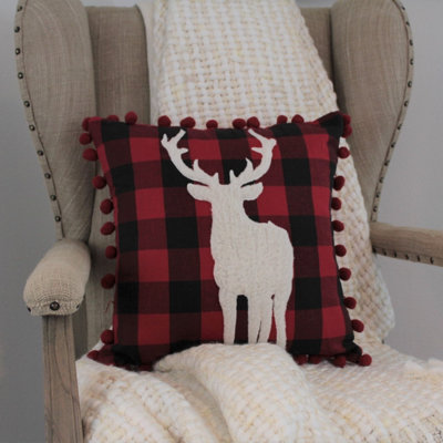 Flannel Deer Plaid 18" Throw Pillow Cover & Insert