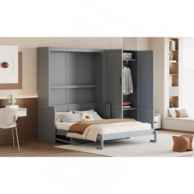Grand lit escamotable mural avec placard