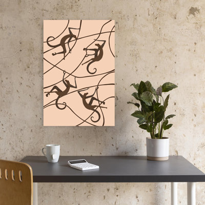 Playful Swinging Monkeys Contemporary Monkey Wall Art Print by Nicholas - Wrapped Canvas Print