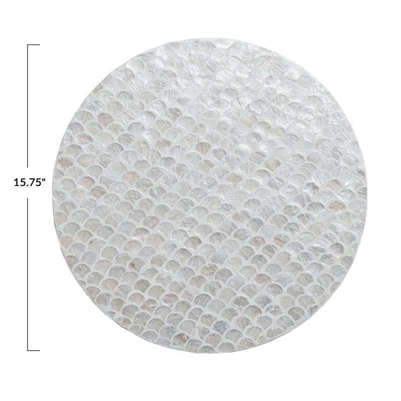 Wood And Capiz-Embellished Round Lazy Susan