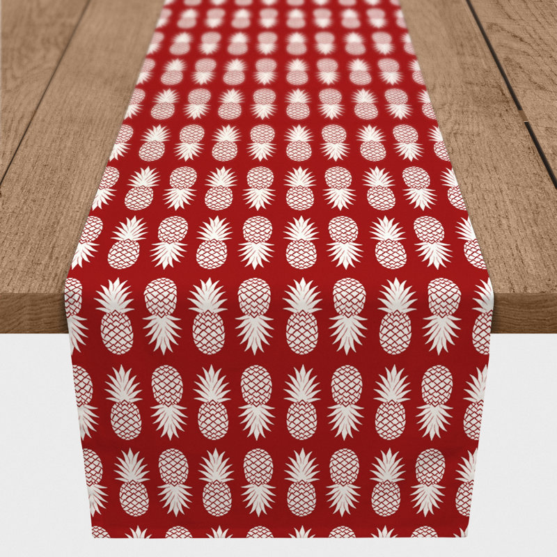 Chemin de table géométrique Mcintosh, L 90 po x l 16 po, Rouge, Géométrique 2