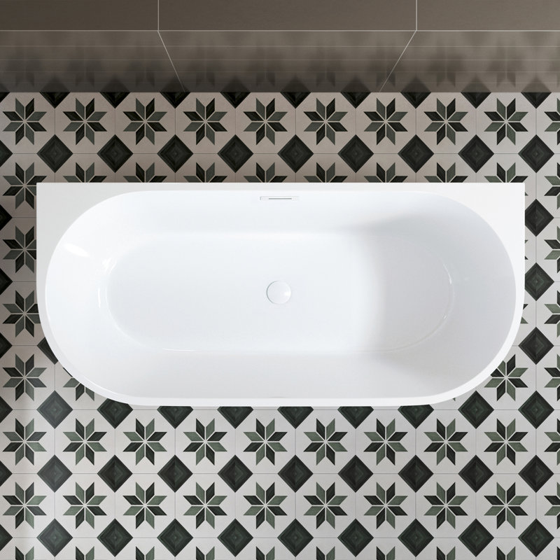 66.9 X 30.7 X 23.6" Freestanding Back-To-Wall Soaking Bathtub, Matte White