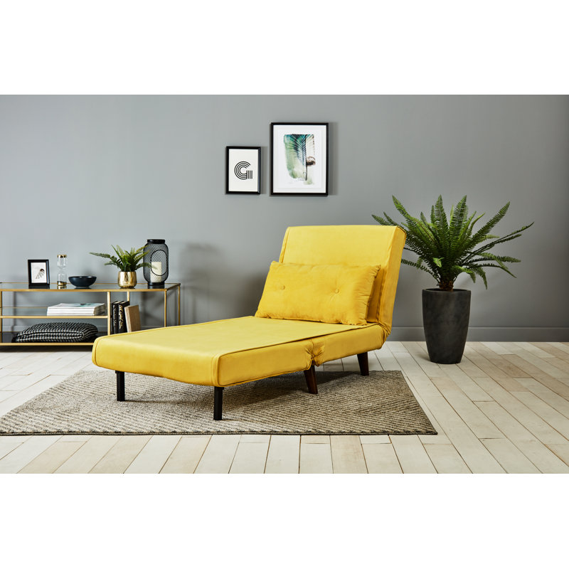 Trahan 1 Seater Fold Out Sofa Bed, 80cm H x 75cm W x 86.5cm D, Yellow