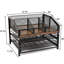 Organisateur de bar à café avec tiroir et panier grillagé, station de café en métal et en bois pour le comptoir, organisation de comptoir multifonctionnelle pour le thé, café, entrée de bureau et cuisine