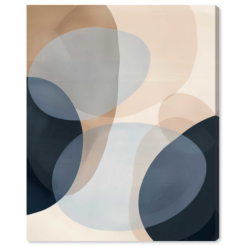 Large Beige and Blue Abstract Canvas Wall Art