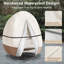 Housse pour chaise d'extérieur, très grande housse double pour mobilier d'extérieur (beige et brun, convient aux chaises de 91 x 80 pouces)