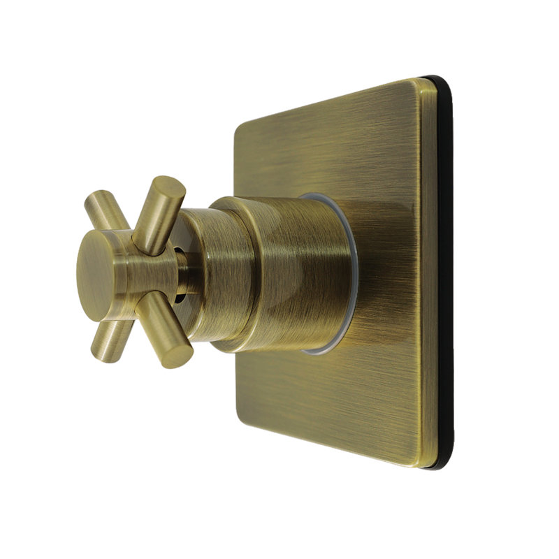 Kingston Brass Concord Single-Handle Wall Mount Six-Way Diverter Valve with Trim Kit, Antique Brass