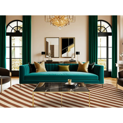  Tapis lavable rayé crème et cannelle