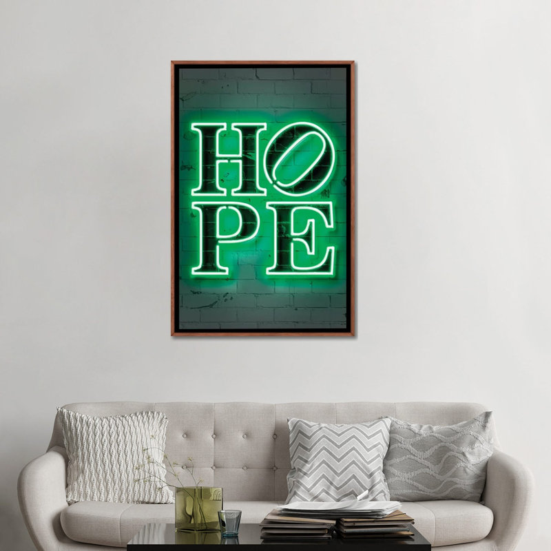 "Hope" par Octavio Mielu-impression d’art textuel, Pas de tapis, H 48 po x l 32 po x P 1,5 po, Cadre bois classique