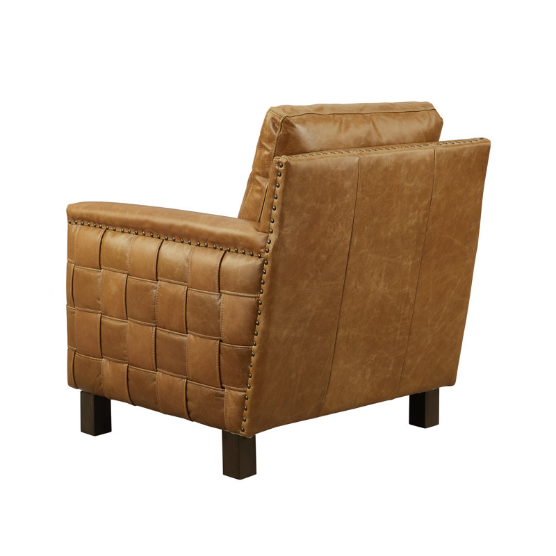 Genuine Leather Armchair Set Of 2, Light Brown