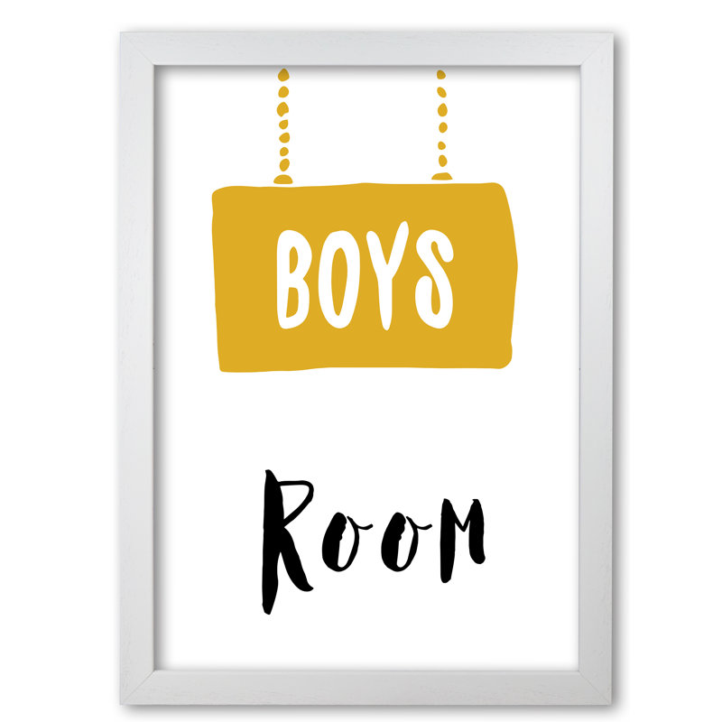 Boys Room 1 Piece Wall Art, 42 cm H x 30 cm W x 5 cm D, White Grain Frame
