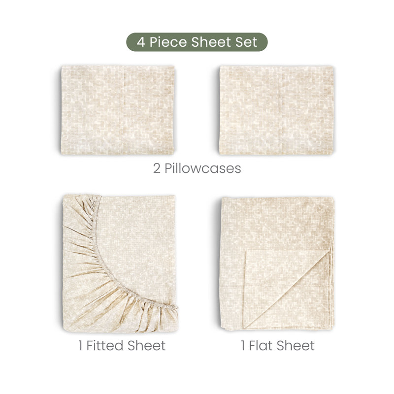 Martex Restore Solid - Soft, Breathable, Cotton Blend, Temperature Regulating, King Sheet Set with 2 Pillowcases, Echo Linen