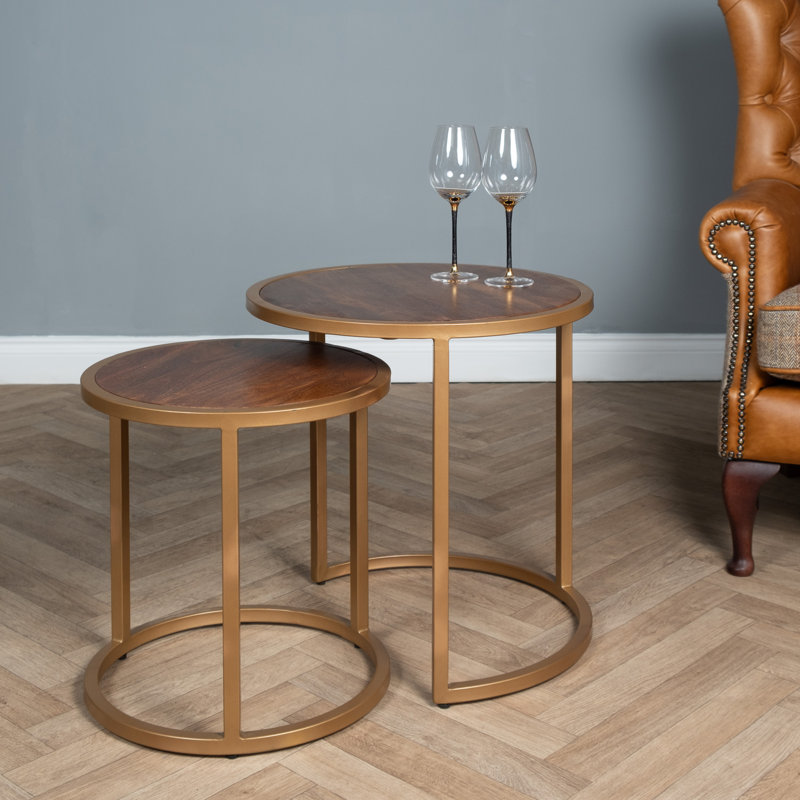 Aiso End Table, Dark Oak/Gold
