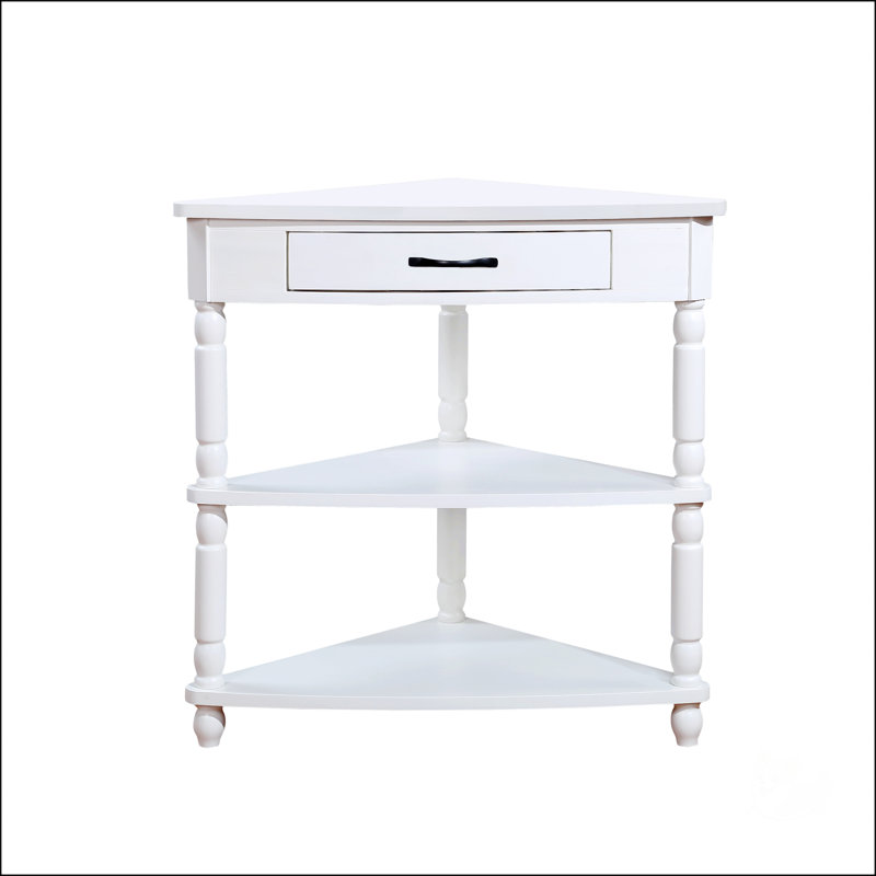 33.8'' Small Triangle Corner Table, Milk White