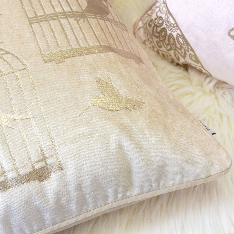  Coussin en velours Bird Cage, Ivoire
