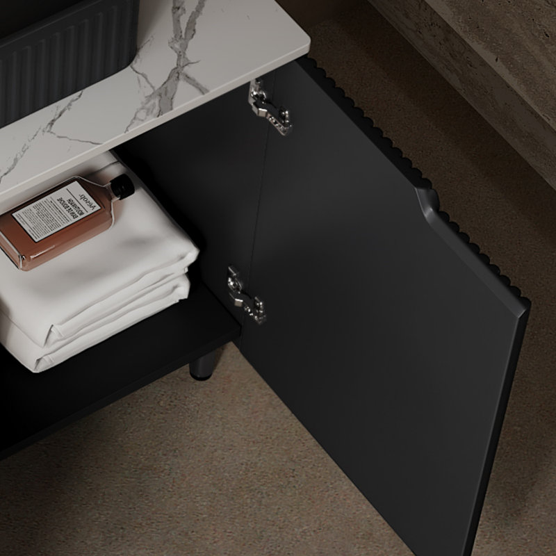 Meuble-lavabo autoportant à 2 portes avec comptoir blanc Carrara Gorby