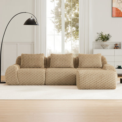 1. Modern Modular Sectional Sofa - Flannelette Fabric, Oversized 2-Seater, No Assembly