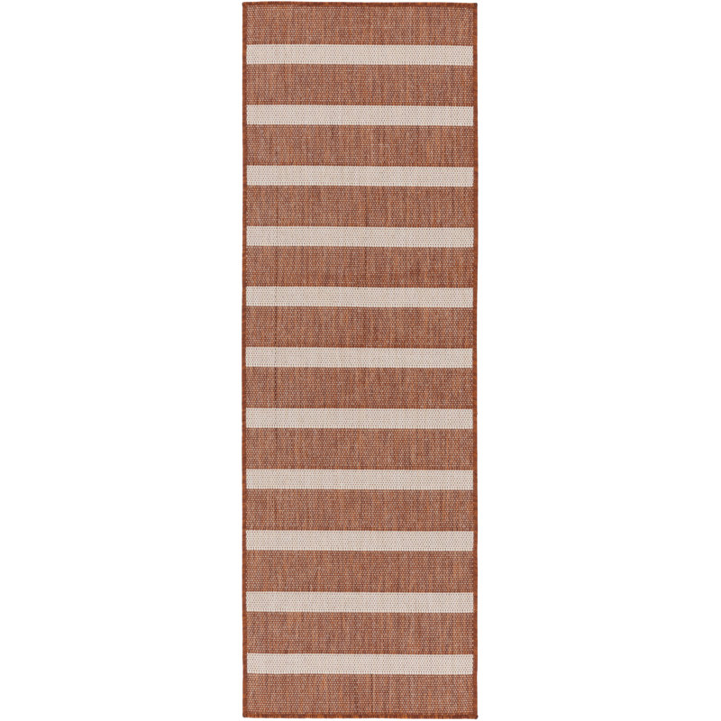 Tapis intérieur / extérieur rectangulaire Shaila, Orange, Tapis de couloir 2 pi x 6 pi