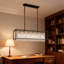 Lustre moderne en cristal noir avec hauteur réglable, luminaire suspendu rectangulaire à 6 lumières pour îlot de cuisine salon