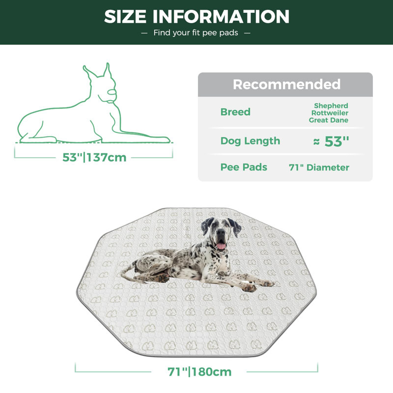 FXW Washable Pee Pads for Dogs, Puppy Pads with Super Absorbent, 71" x 71", Specifically Designed for 24inch 8 Panels Dog Playpen, Octagon
