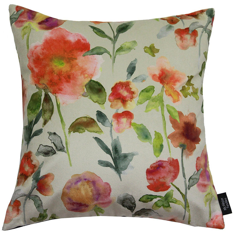 Cho Floral Square Cushion Cover, Orange