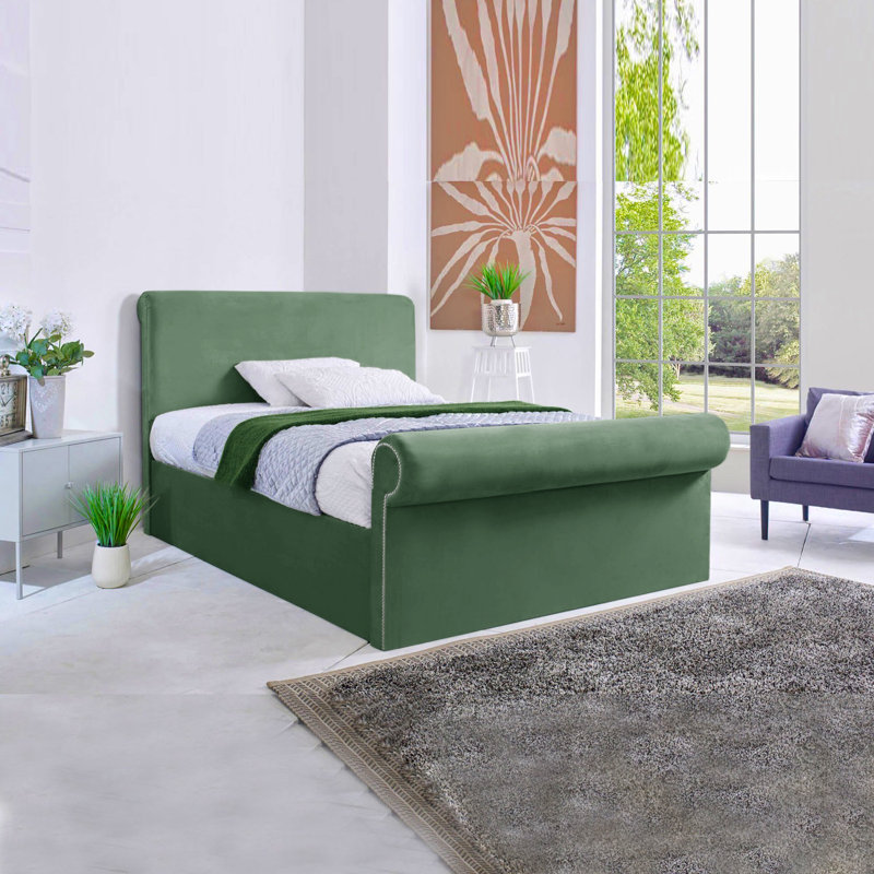 Cianne Upholstered Bed, Double (4'6), Duck Egg