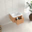 Armoire de salle de bain flottante murale 24 po pré-assemblée à bord arrondi de couleur noyer naturel avec cuve en céramique blanche-870919246-870919347