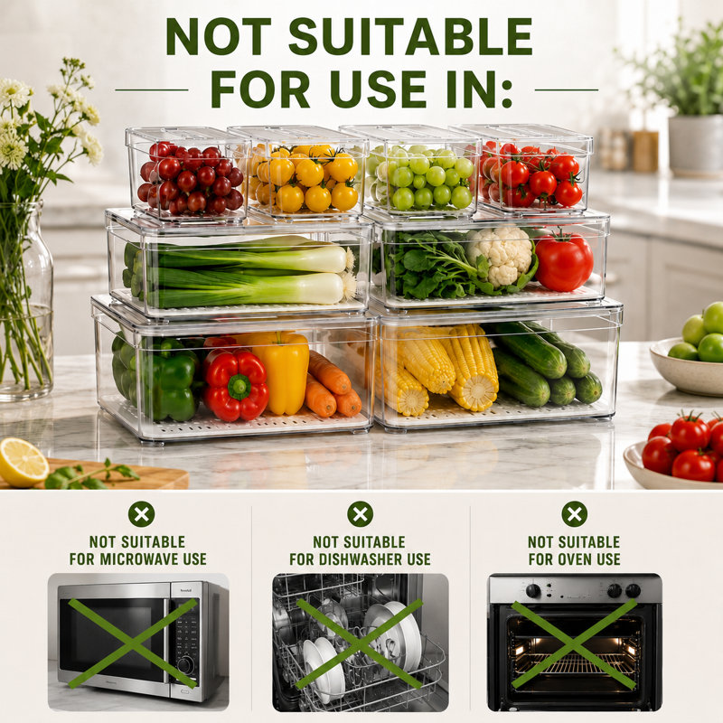 14-Piece Clear Fridge Organizer Bin Set with Lids, Stackable BPA-Free PET Refrigerator Storage Containers with Drainage Trays, 3 Sizes