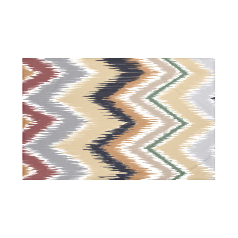 Jeté Ikat-arina, L 60 po x l 50 po, Kaki (Bleu marine / Taupe)