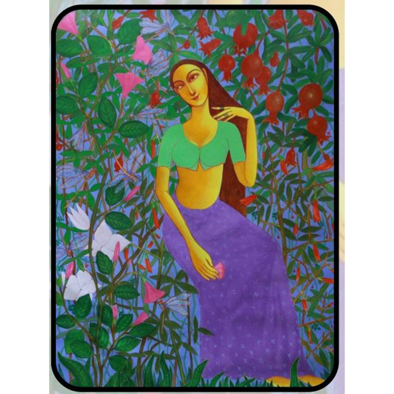 Solitude - Dame seule | Acrylique sur toile | Par Pramod Neelakandan