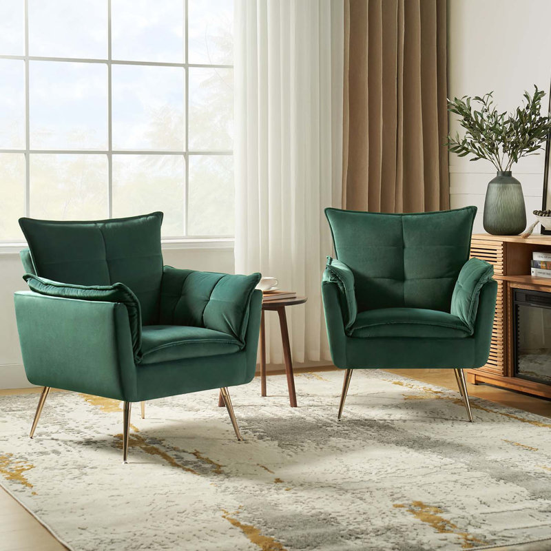 Toulouse Upholstered Armchair, Green Velvet
