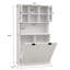 Armoire de salle de bain inclinable à deux compartiments avec panier à linge haut et 2 tablettes réglables - blanc, buffet-125535224
