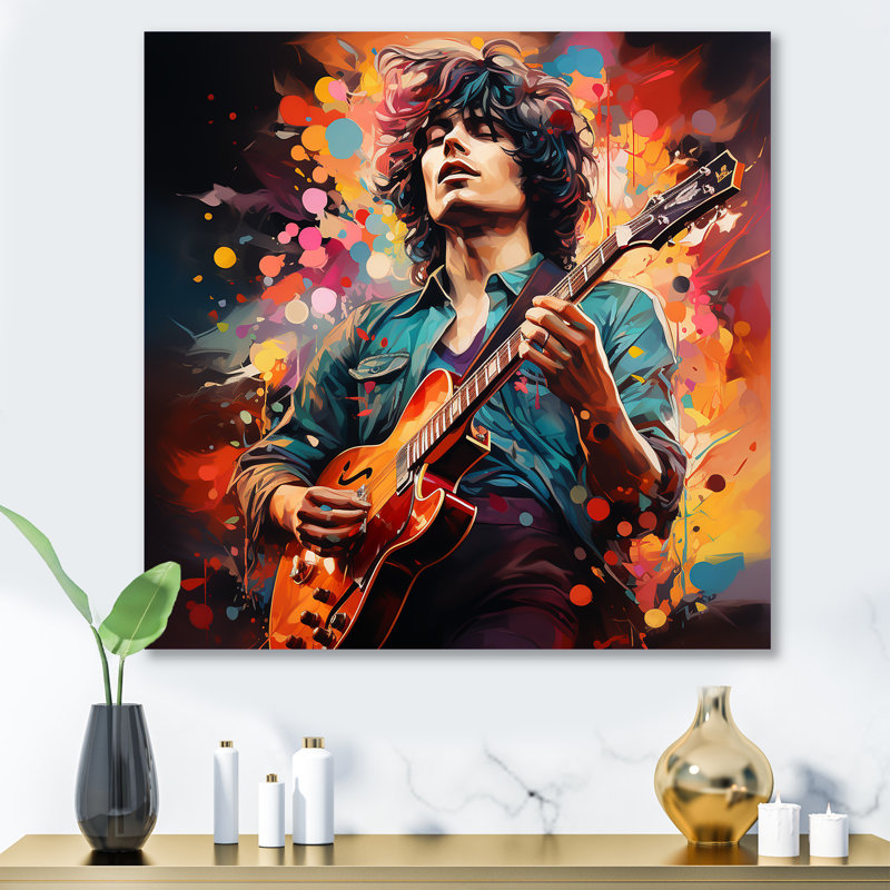 Rockstar Portrait 1 - musique, art mural en métal, H 29 po x l 29 po