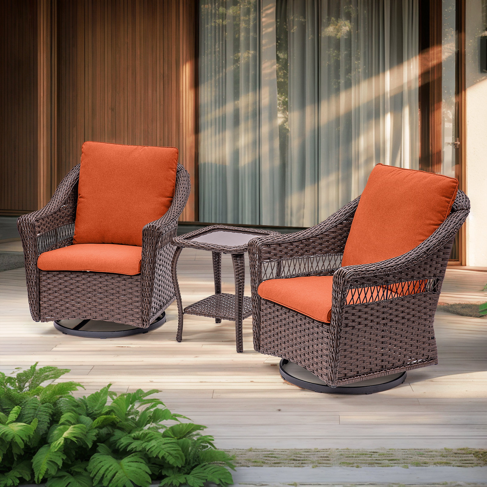 Buenhomino 3 Piece Rattan Seating Group with Cushions | Wayfair